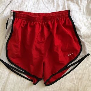 RED NIKE FLARE SHORTS